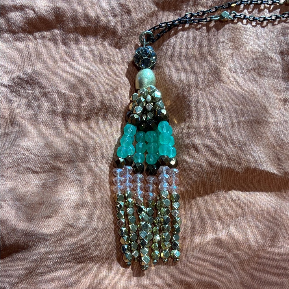 Elegant Beaded Necklace with Tassel